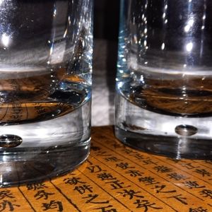 Vintage Glass Blown Pair of Bourbon Glasses
